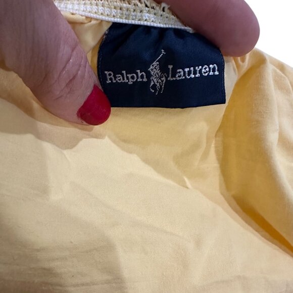 Vintage Ralph Lauren Home Yellow Cotton Ruffle 3 Piece Sheet Set Full Fitted Pil - Picture 15 of 15